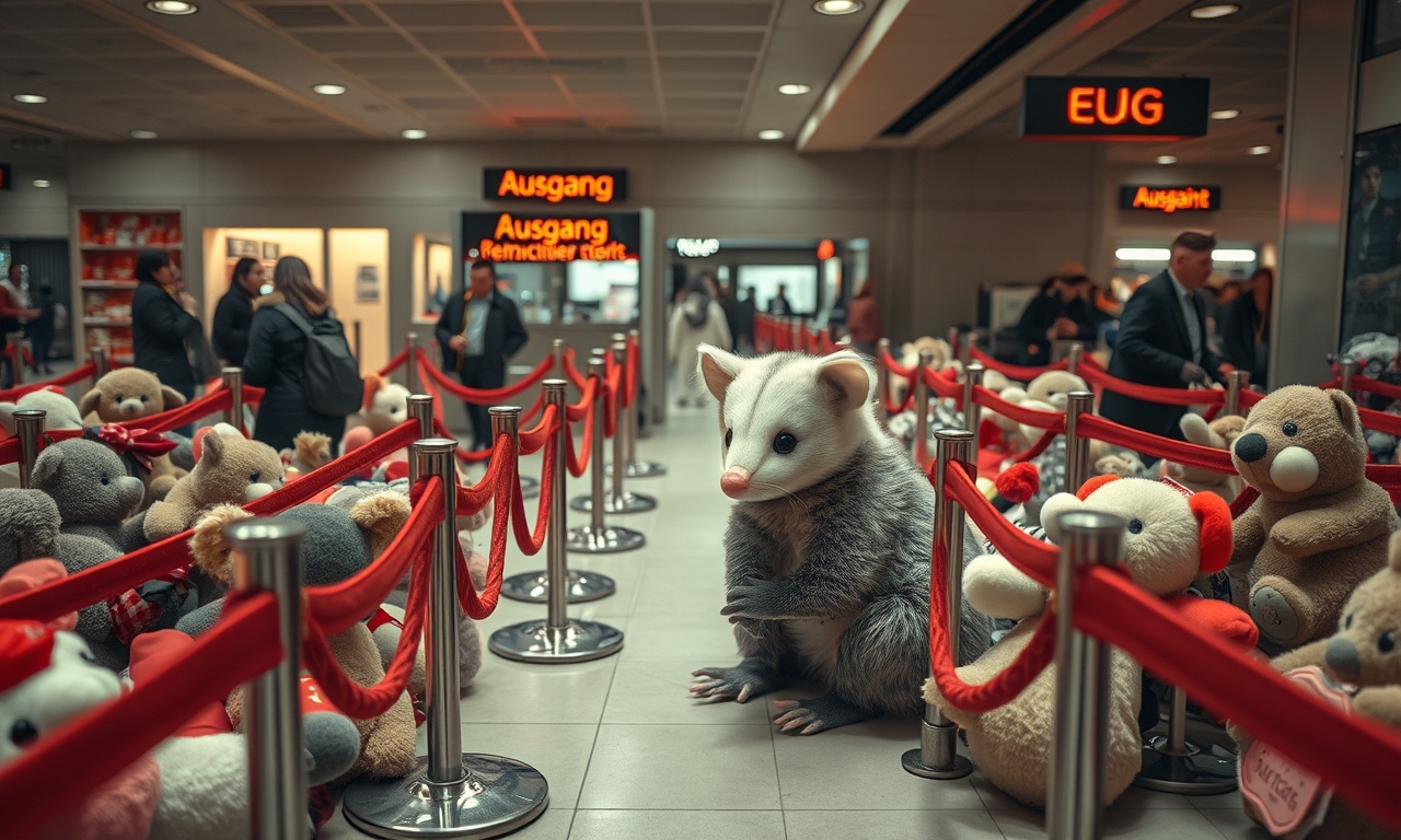 Flughafen-Possum wird Souvenir-Star und verwechselt sich mit Plüschtier